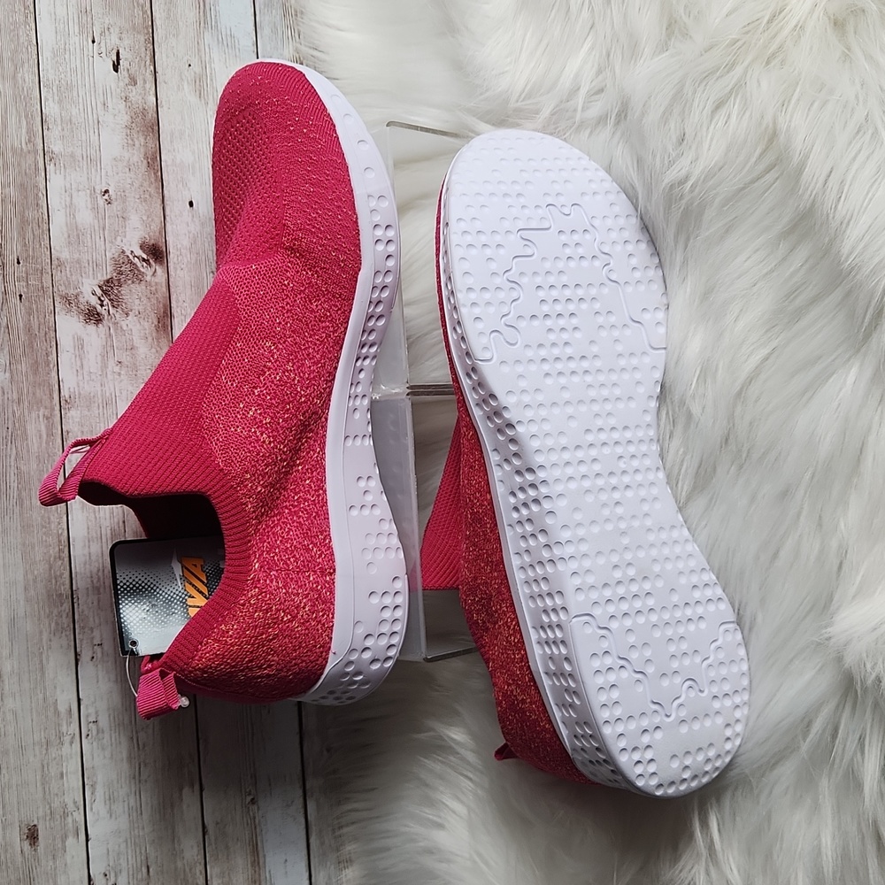 NWT, Avia, women's slip-on sneakers, Size 11W. Bright Pink w Orange - Picture 2 of 7